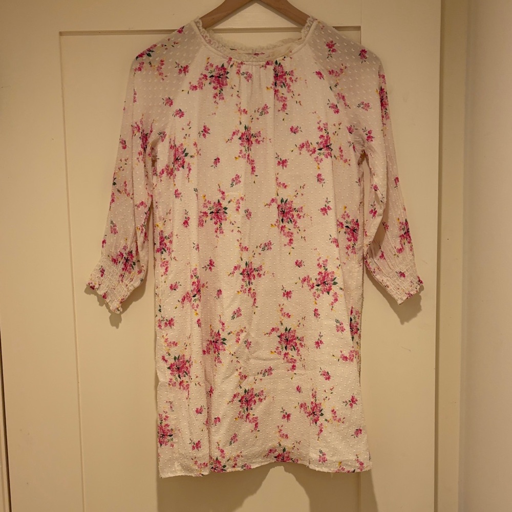 LoveShackFancy Cream and Pink Floral Kids Dress